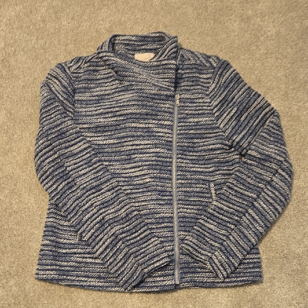 LOFT Navy and White Textured‎ Jacket Womens Size Small
